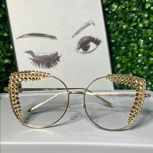 Gold Crystal Embellished Oversized Glasses